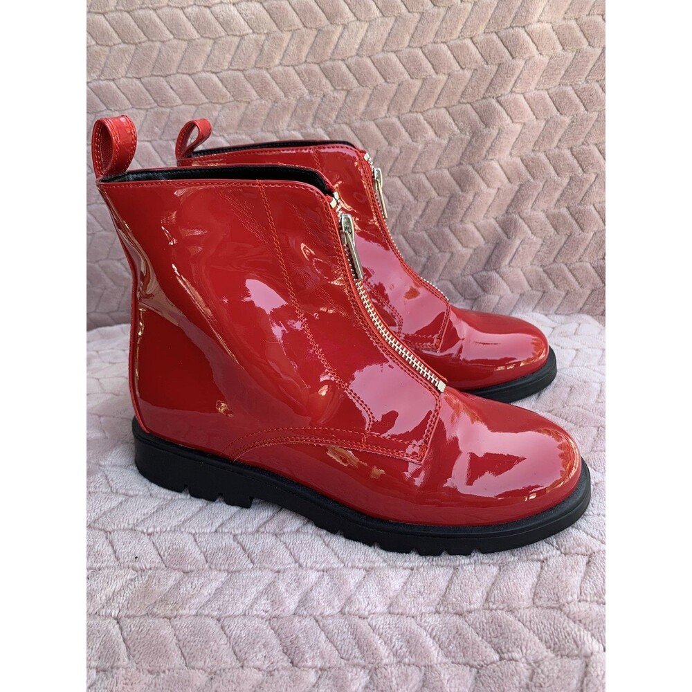 Girls GAP Kids Shiny Red Ankle Boots Sz 4 Youth. New